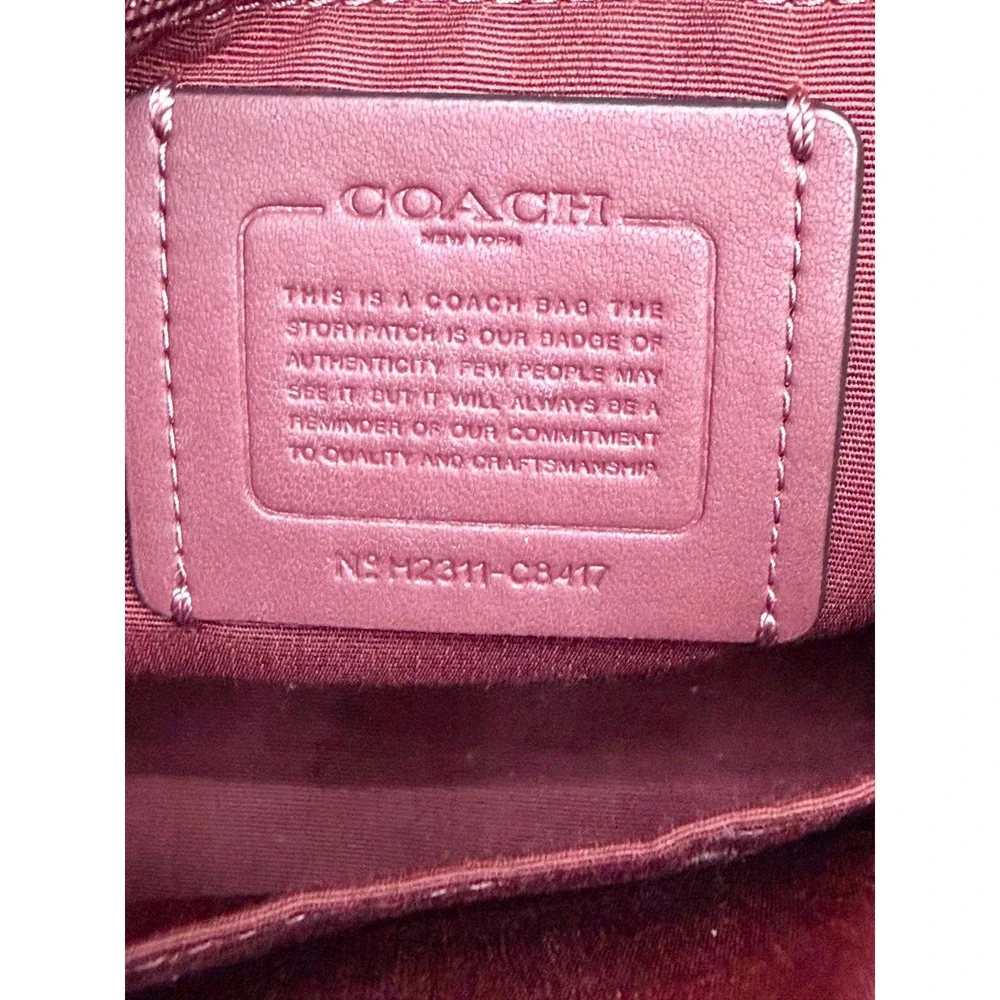 Coach Dempsey Tote Bag Signature Jacquard Stripe Coach Patch C8417 Khaki Red